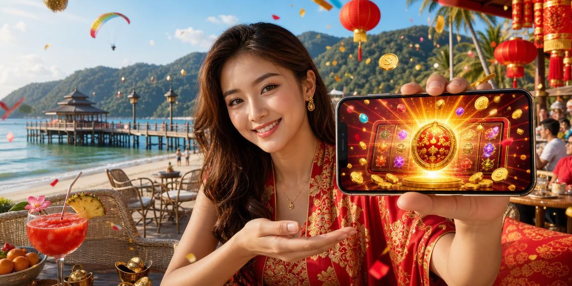 Slot kasino dengan latar belakang pemandangan Langkawi yang menarik
